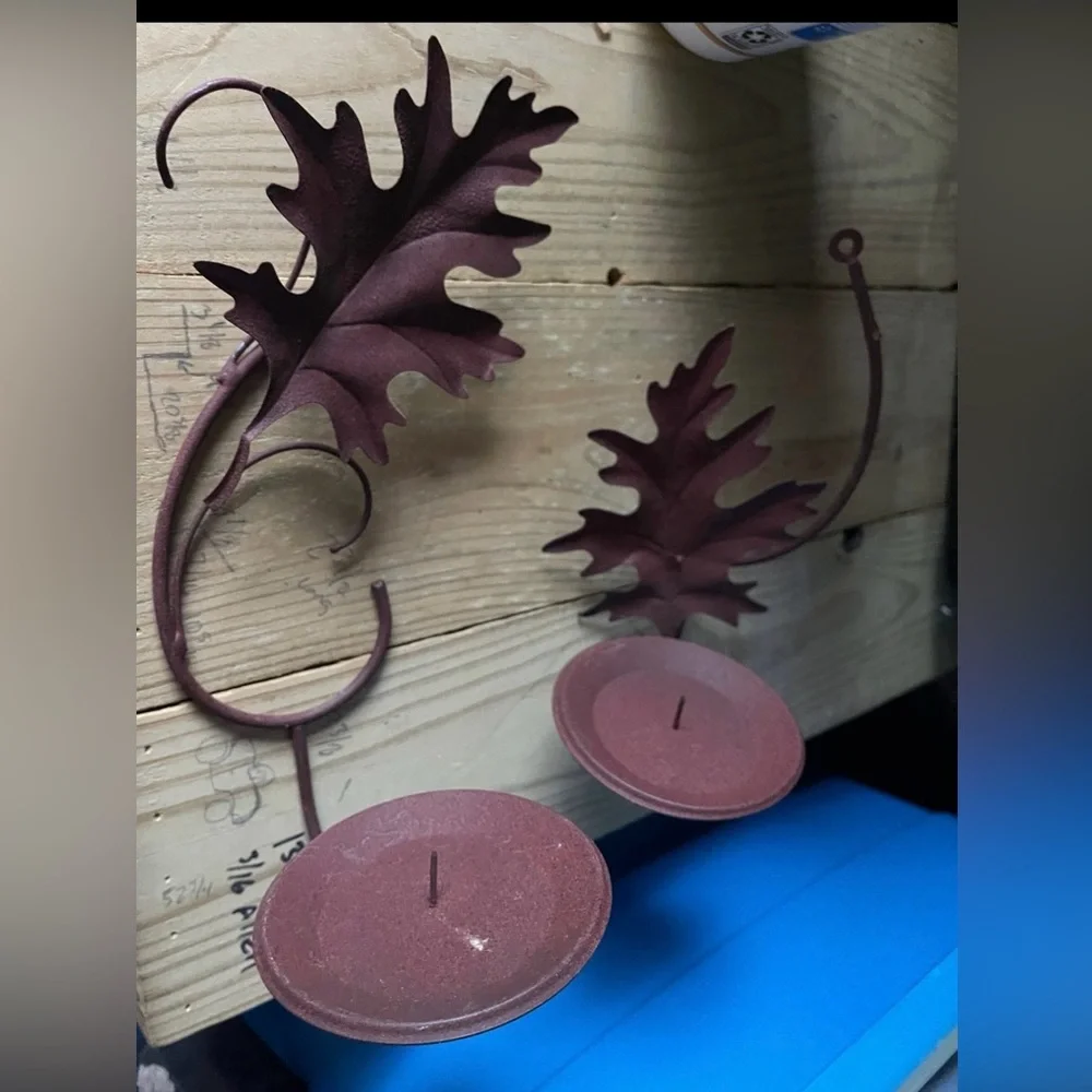 Rustic Leaf Wall Candle Holders